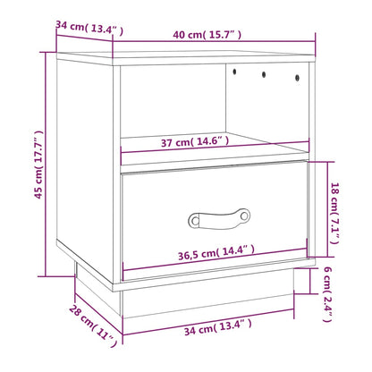 Nachtkastjes 2 St 40X34X45 Cm Massief Grenenhout Wit