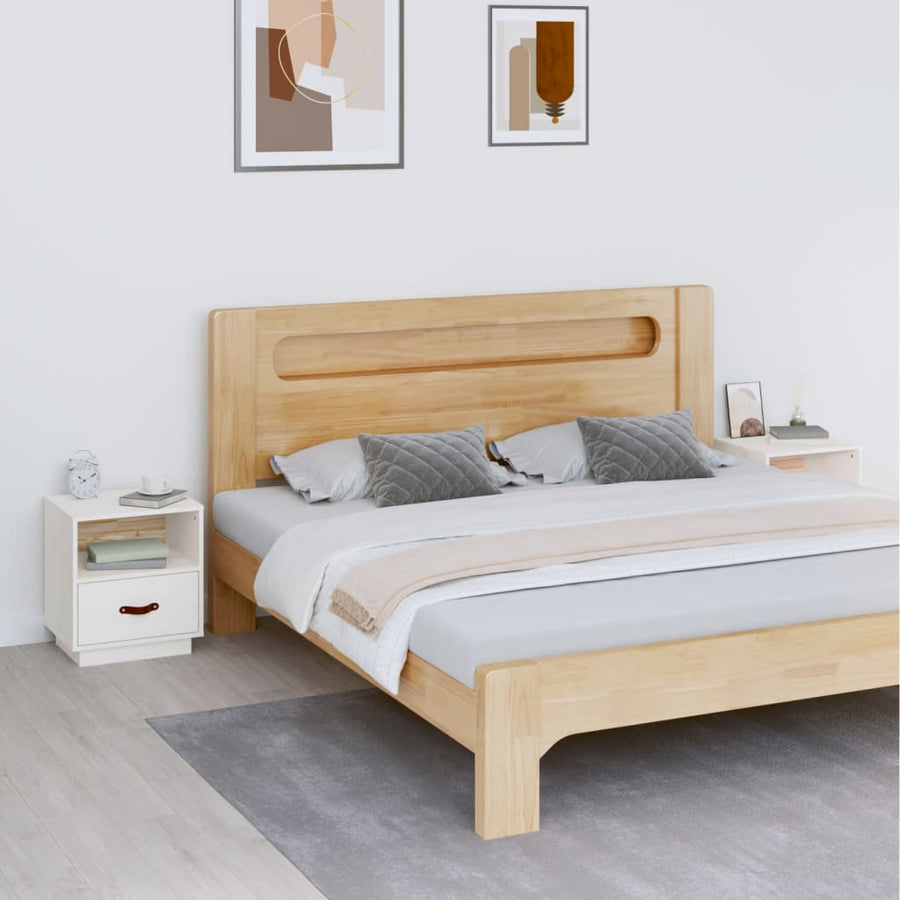 Nachtkastjes 2 St 40X34X45 Cm Massief Grenenhout Wit