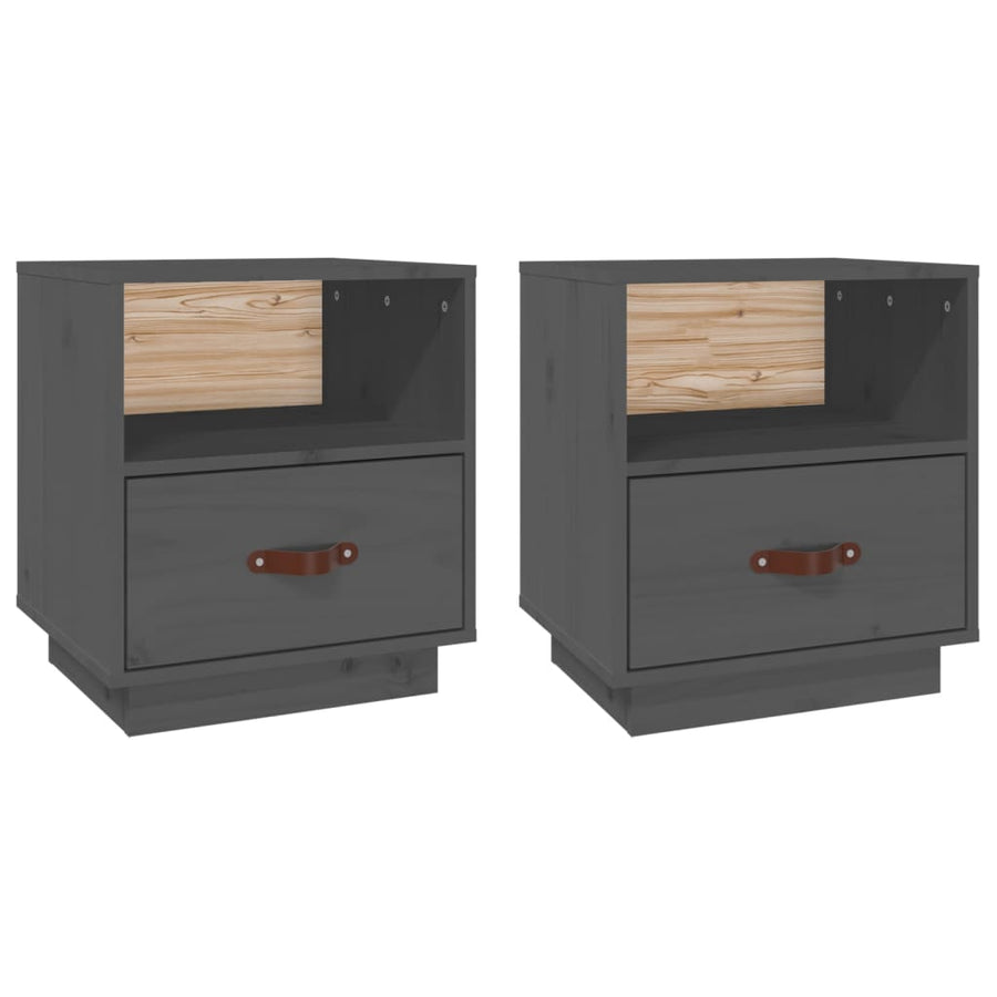 Nachtkastjes 2 St 40X34X45 Cm Massief Grenenhout Grijs