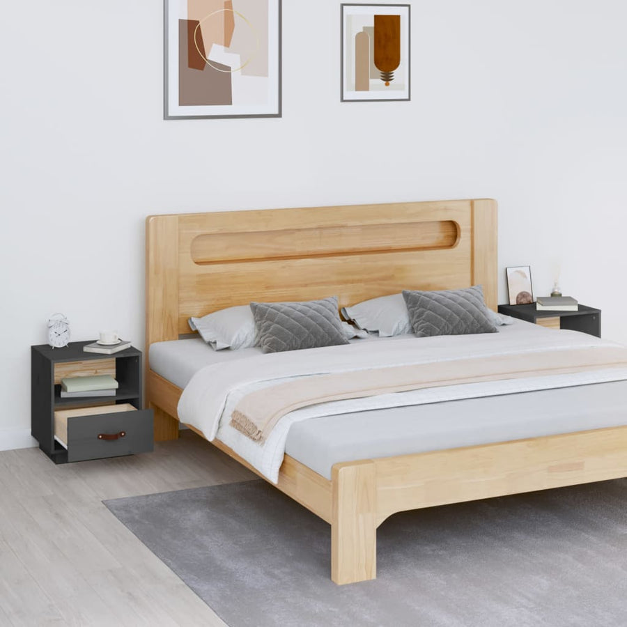 Nachtkastjes 2 St 40X34X45 Cm Massief Grenenhout Grijs