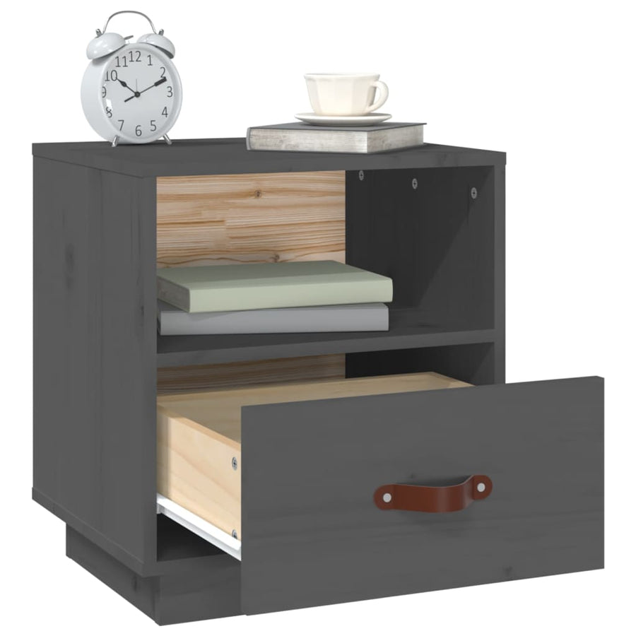 Nachtkastjes 2 St 40X34X45 Cm Massief Grenenhout Grijs
