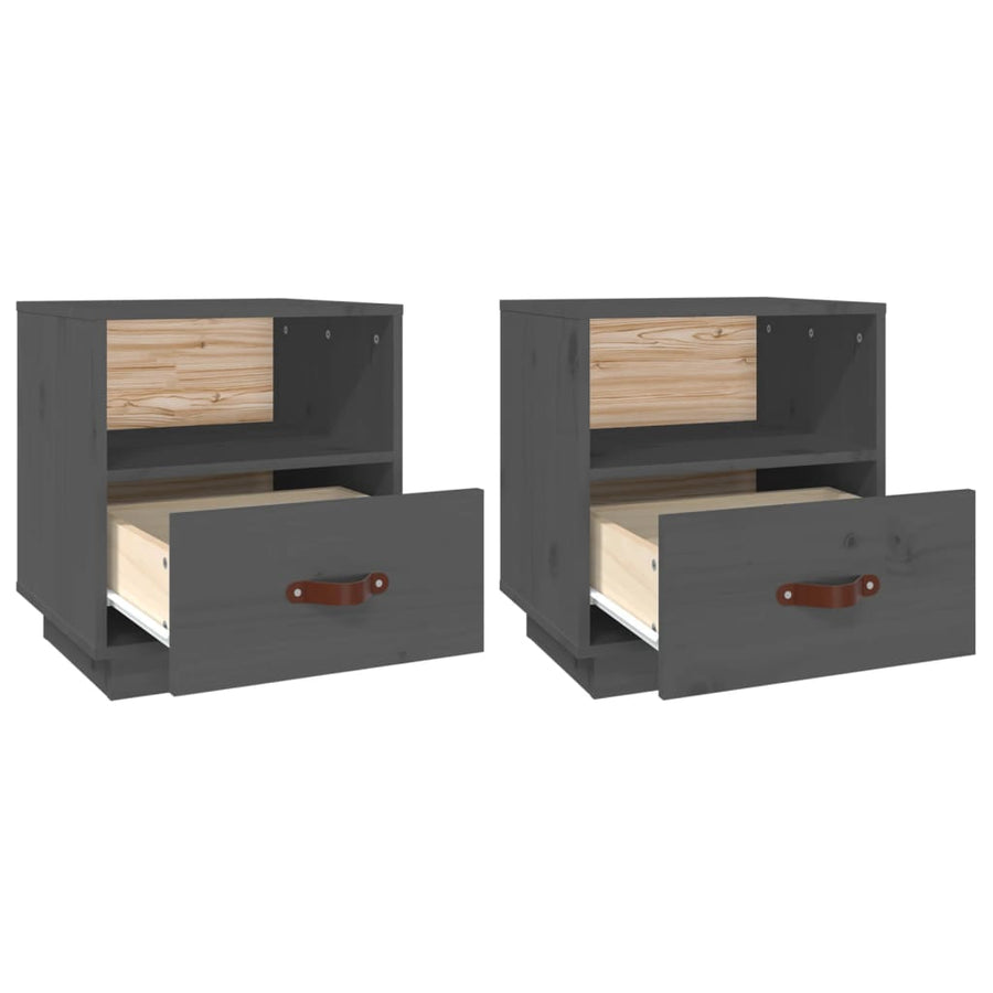 Nachtkastjes 2 St 40X34X45 Cm Massief Grenenhout Grijs