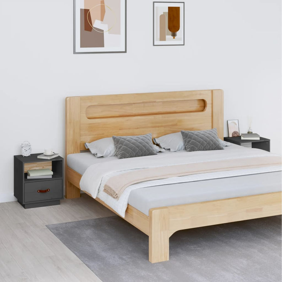 Nachtkastjes 2 St 40X34X45 Cm Massief Grenenhout Grijs