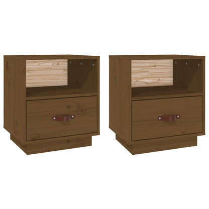 Nachtkastjes 2 St 40X34X45 Cm Massief Grenenhout Honingbruin