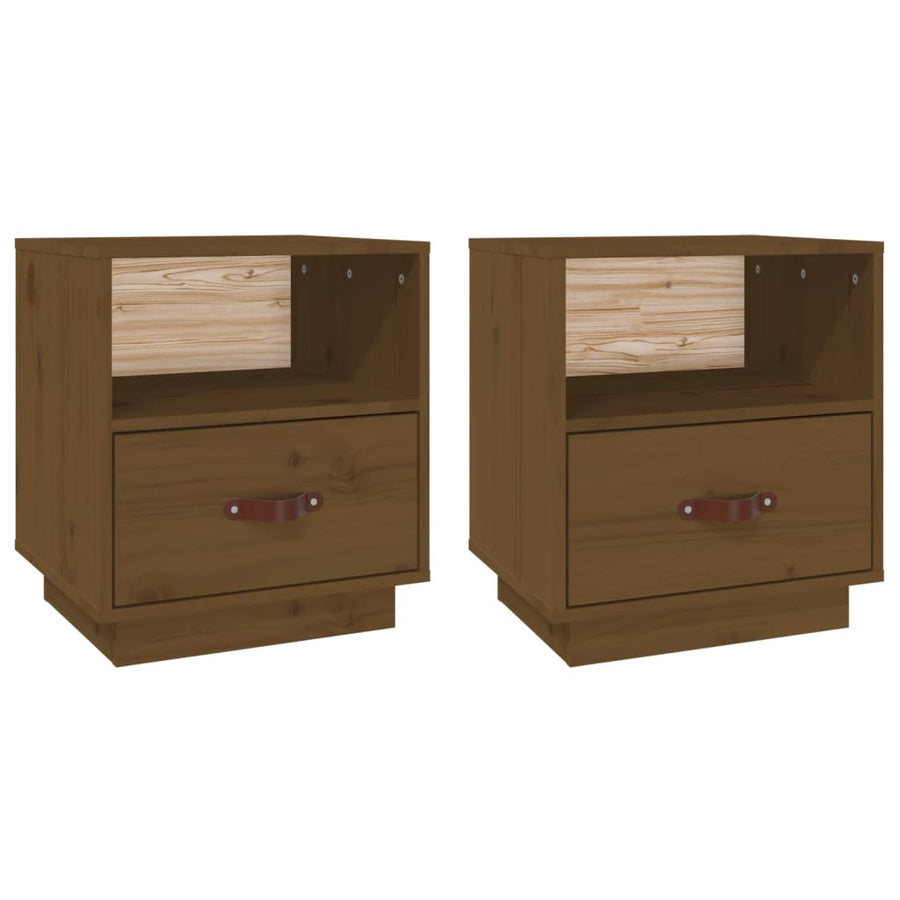 Nachtkastjes 2 St 40X34X45 Cm Massief Grenenhout Honingbruin