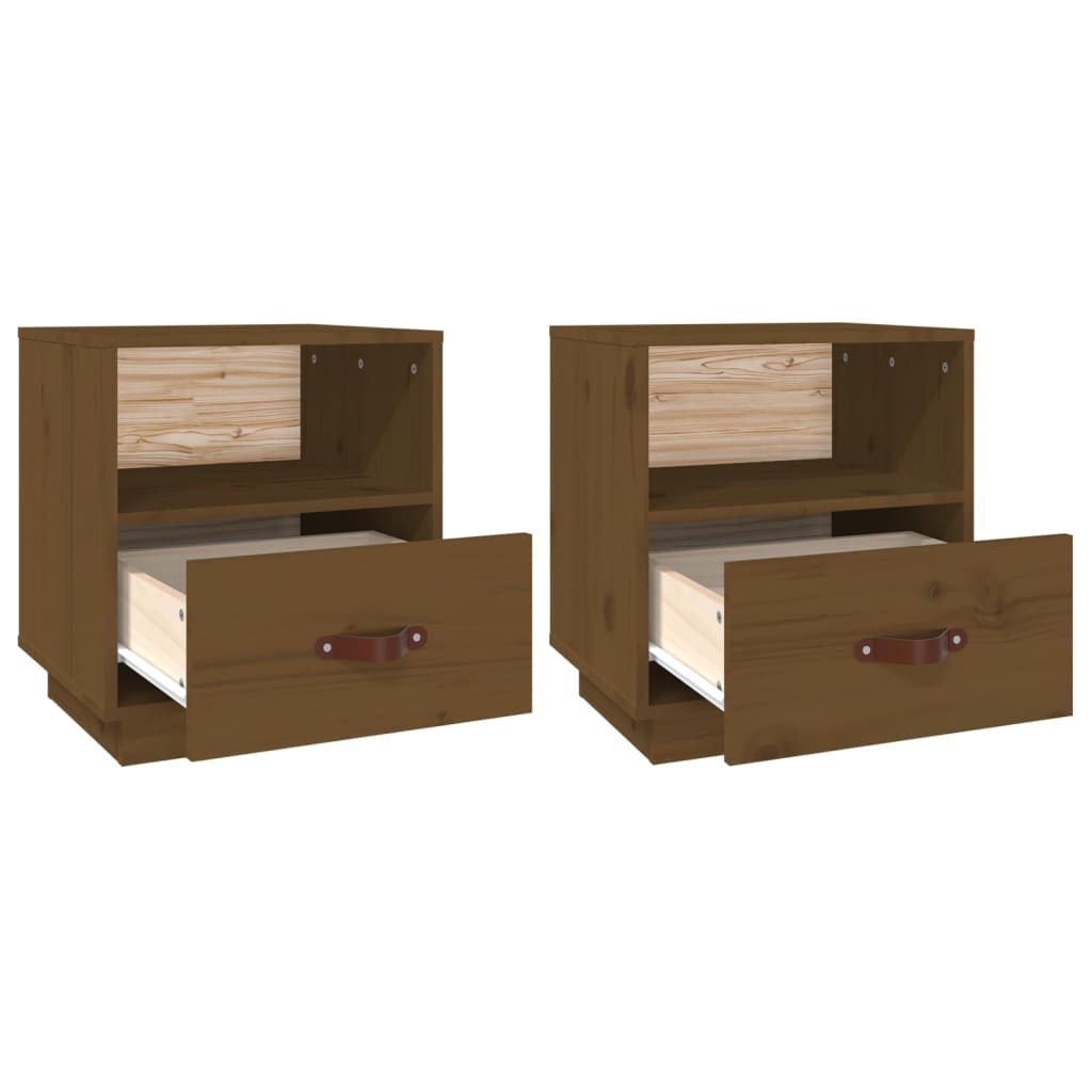 Nachtkastjes 2 St 40X34X45 Cm Massief Grenenhout Honingbruin