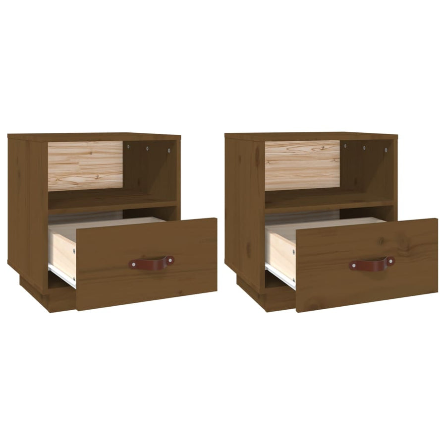 Nachtkastjes 2 St 40X34X45 Cm Massief Grenenhout Honingbruin