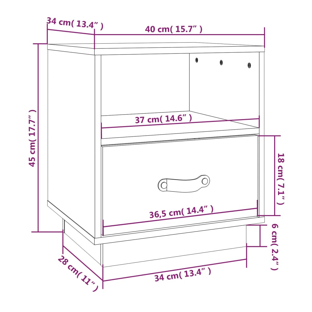 Nachtkastjes 2 St 40X34X45 Cm Massief Grenenhout Honingbruin