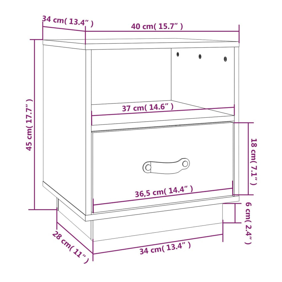 Nachtkastjes 2 St 40X34X45 Cm Massief Grenenhout Honingbruin
