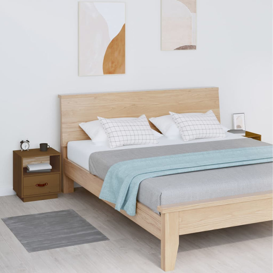 Nachtkastjes 2 St 40X34X45 Cm Massief Grenenhout Honingbruin
