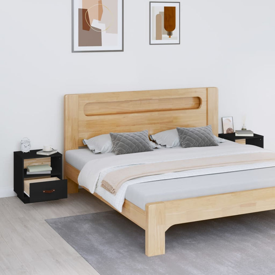 Nachtkastjes 2 St 40X34X45 Cm Massief Grenenhout Zwart