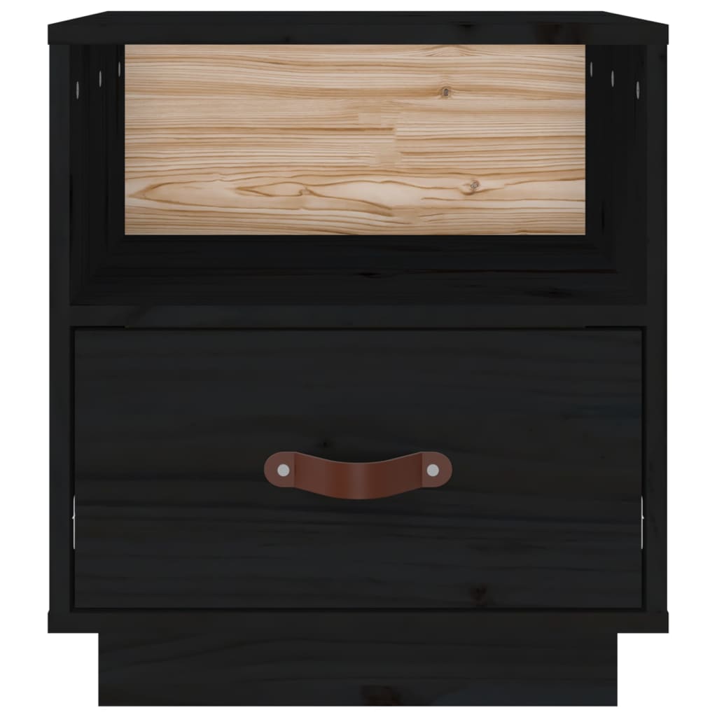 Nachtkastjes 2 St 40X34X45 Cm Massief Grenenhout Zwart