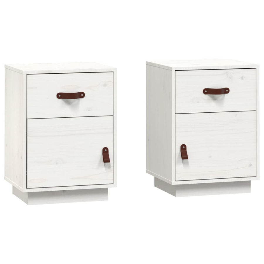 Nachtkastjes 2 St 40X34X55 Cm Massief Grenenhout Wit