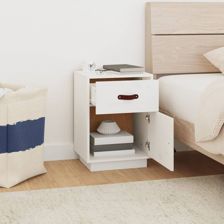 Nachtkastjes 2 St 40X34X55 Cm Massief Grenenhout Wit