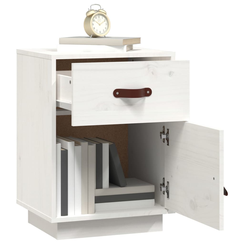 Nachtkastjes 2 St 40X34X55 Cm Massief Grenenhout Wit