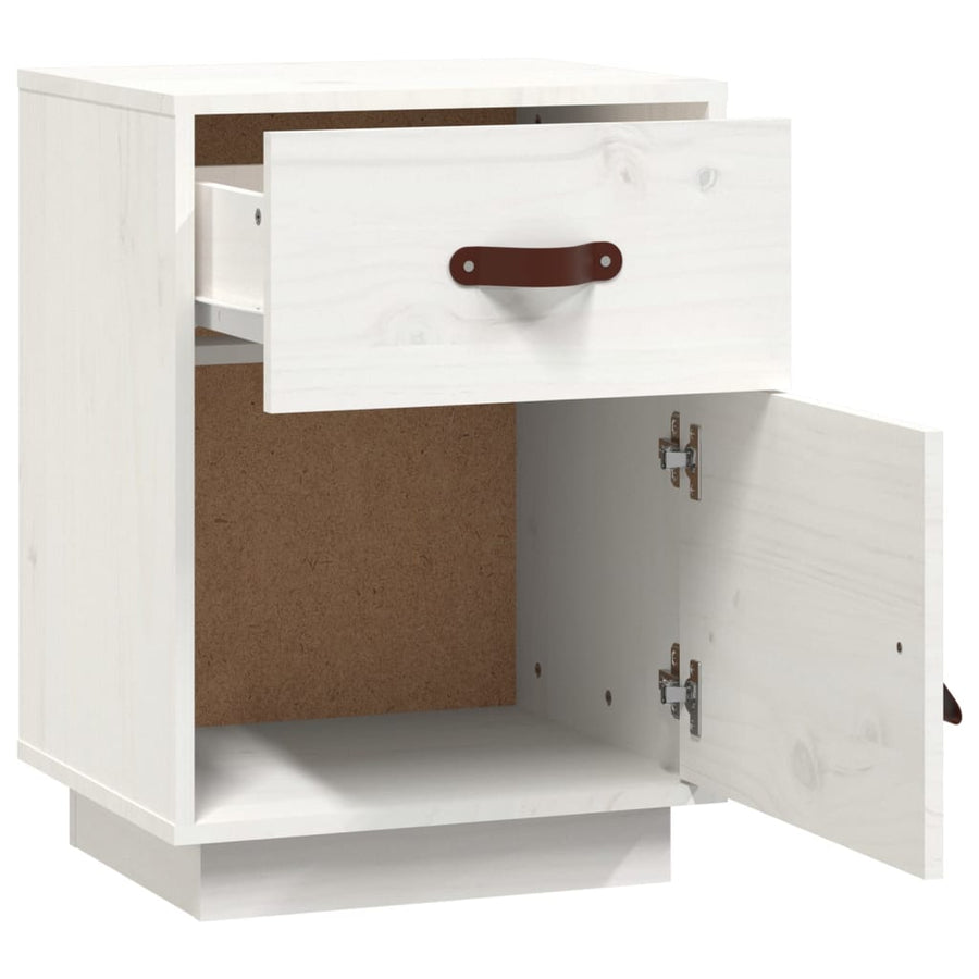 Nachtkastjes 2 St 40X34X55 Cm Massief Grenenhout Wit