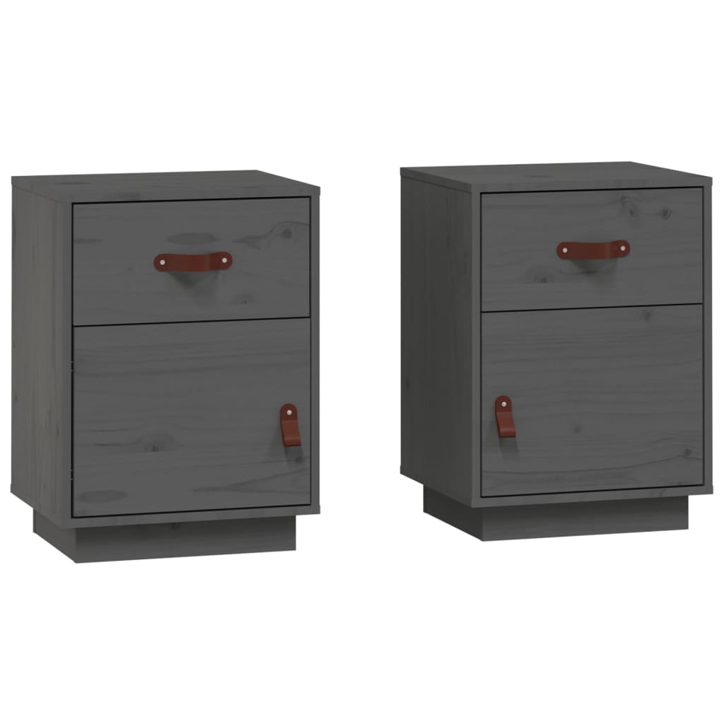 Nachtkastjes 2 St 40X34X55 Cm Massief Grenenhout Grijs