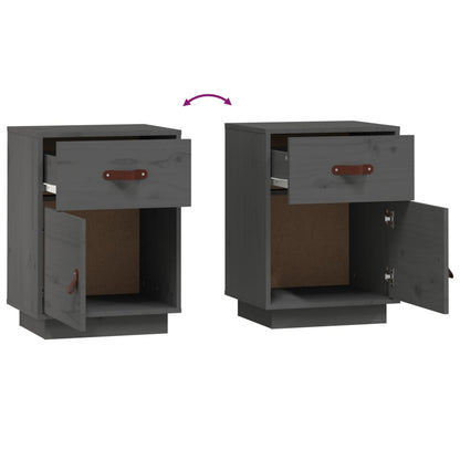 Nachtkastjes 2 St 40X34X55 Cm Massief Grenenhout Grijs