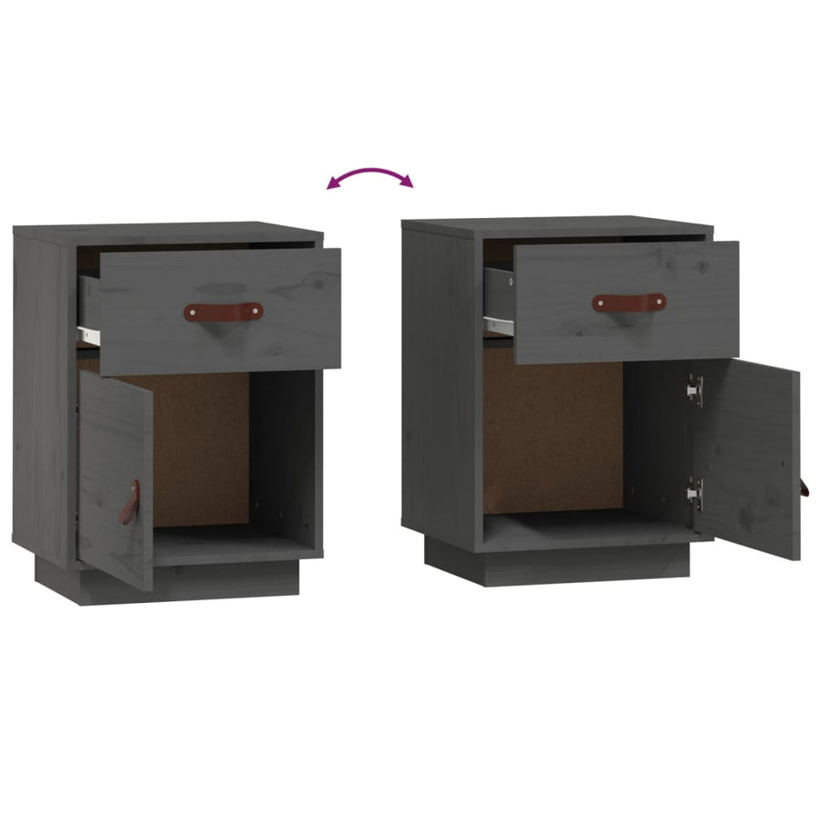 Nachtkastjes 2 St 40X34X55 Cm Massief Grenenhout Grijs