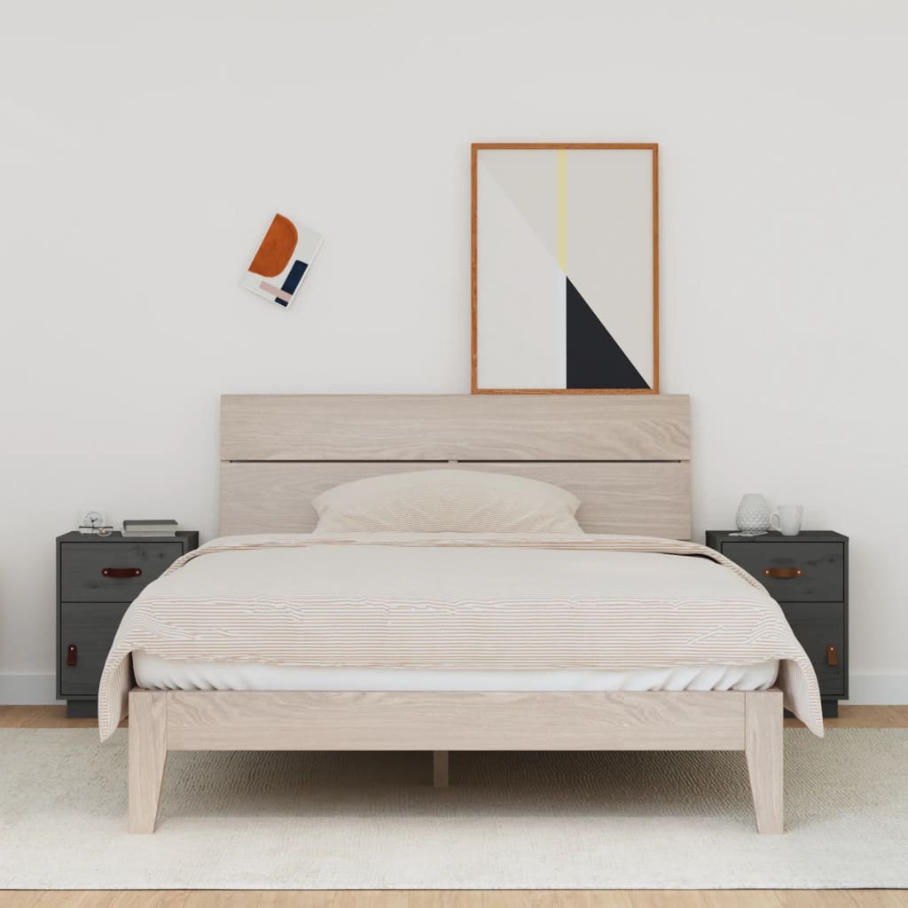 Nachtkastjes 2 St 40X34X55 Cm Massief Grenenhout Grijs