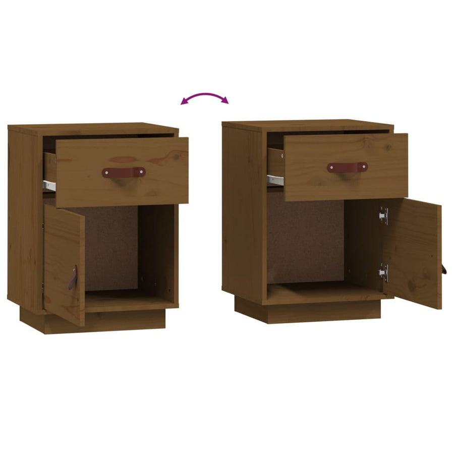 Nachtkastje 40X34X55 Cm Massief Grenenhout Honingbruin
