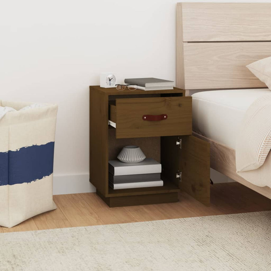 Nachtkastjes 2 St 40X34X55 Cm Massief Grenenhout Honingbruin