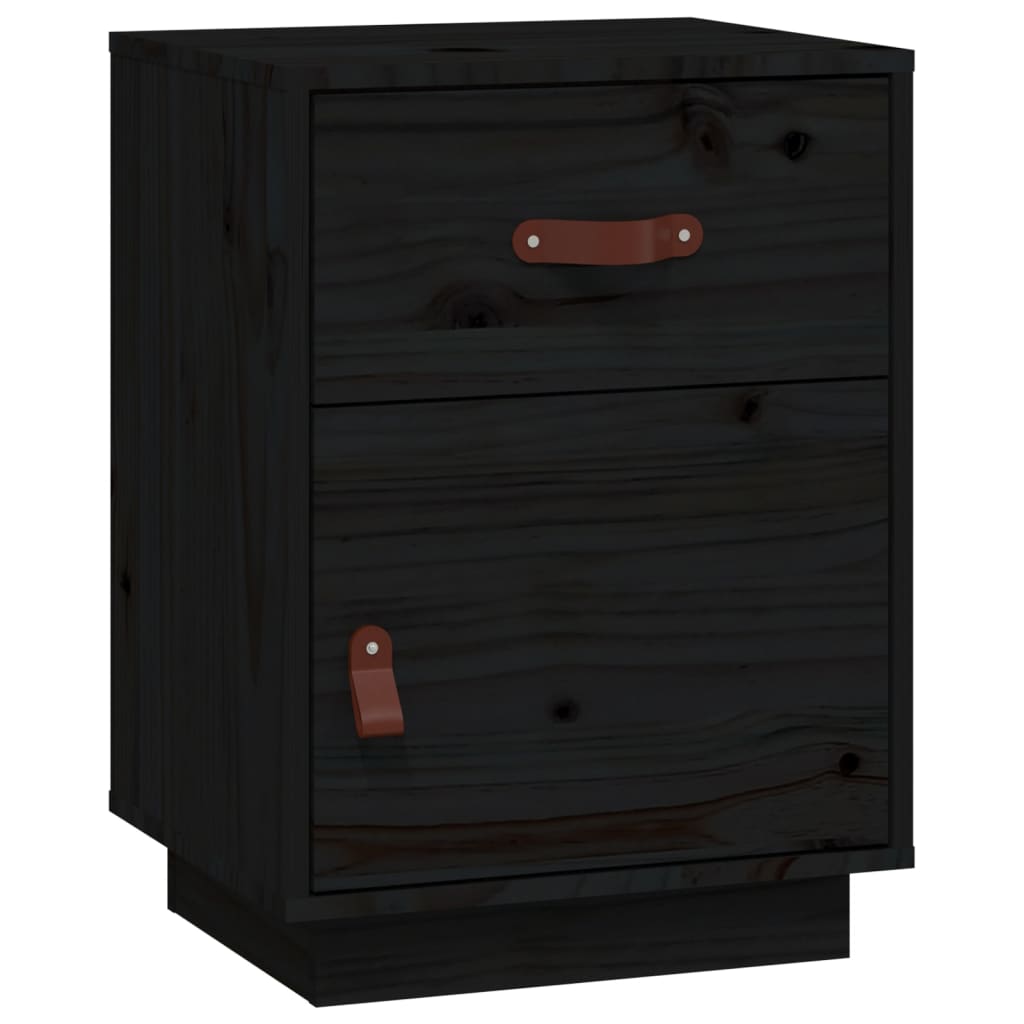 Nachtkastjes 2 St 40X34X55 Cm Massief Grenenhout Zwart