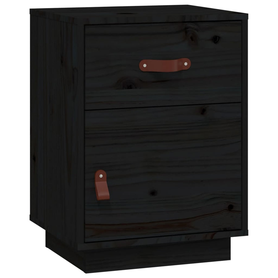 Nachtkastjes 2 St 40X34X55 Cm Massief Grenenhout Zwart