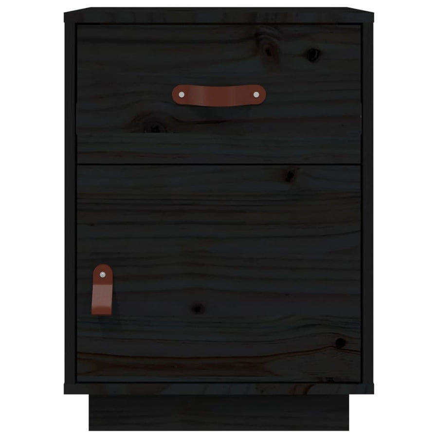 Nachtkastjes 2 St 40X34X55 Cm Massief Grenenhout Zwart