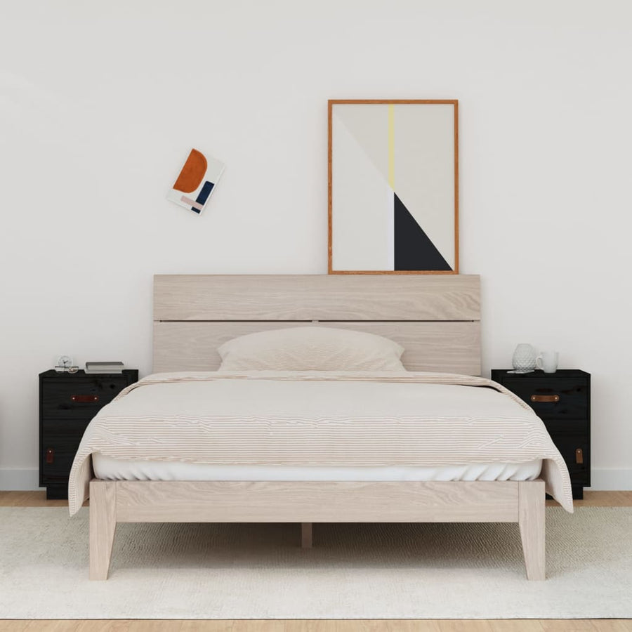 Nachtkastjes 2 St 40X34X55 Cm Massief Grenenhout Zwart