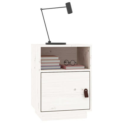 Nachtkastje 40X34X55 Cm Massief Grenenhout Wit