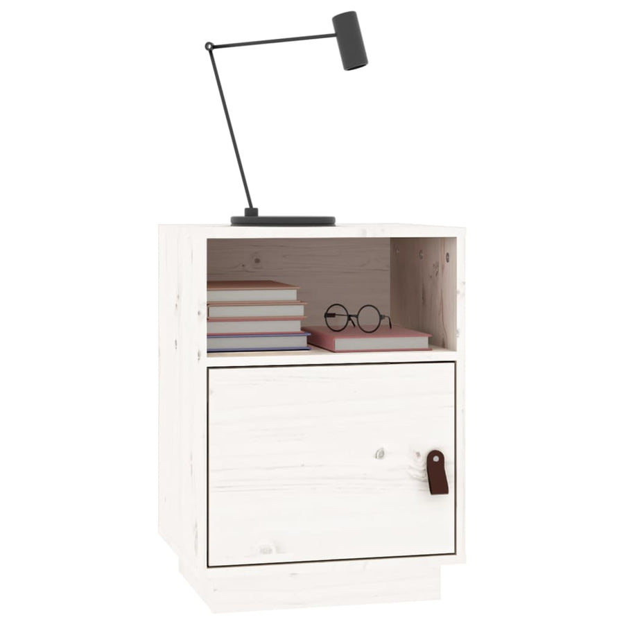 Nachtkastje 40X34X55 Cm Massief Grenenhout Wit
