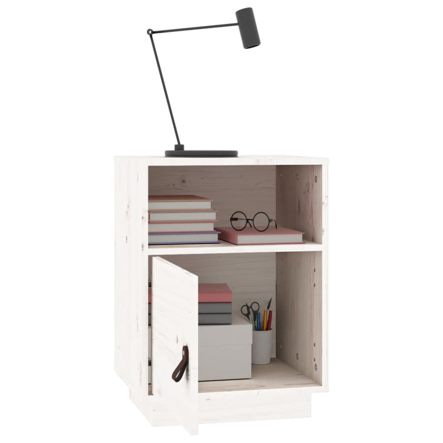 Nachtkastje 40X34X55 Cm Massief Grenenhout Wit