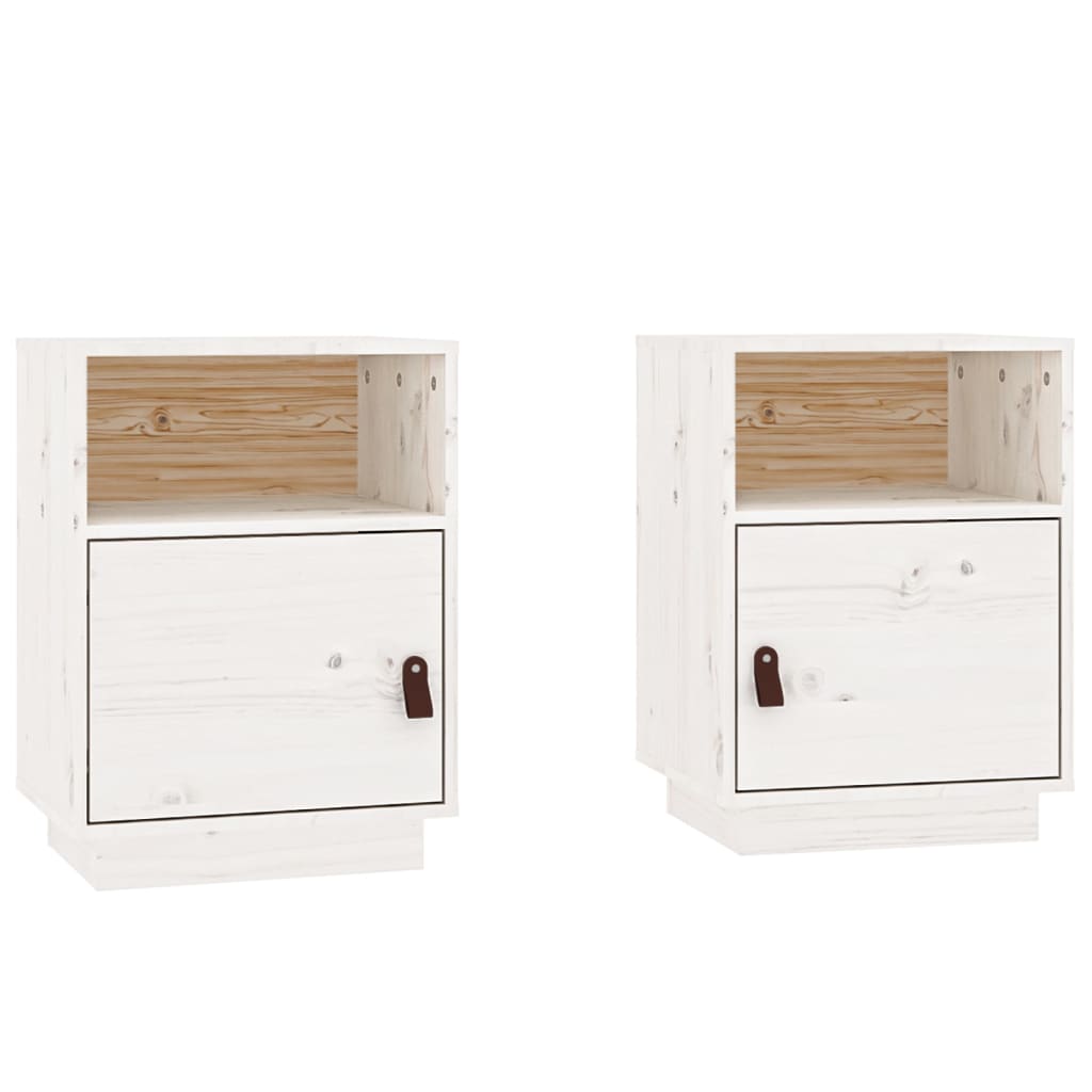 Nachtkastjes 2 St 40X34X55 Cm Massief Grenenhout Wit