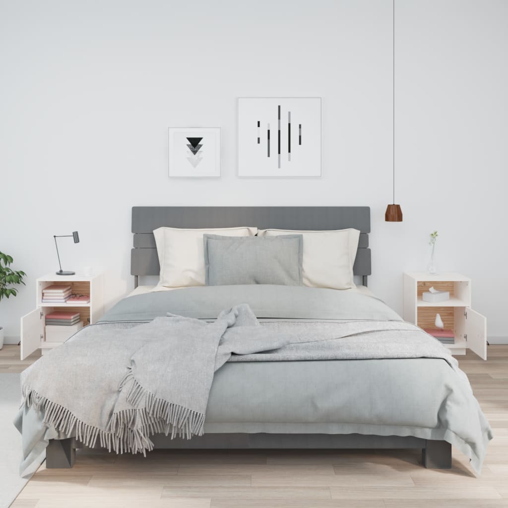 Nachtkastjes 2 St 40X34X55 Cm Massief Grenenhout Wit