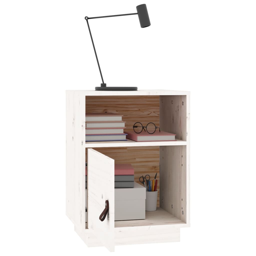 Nachtkastjes 2 St 40X34X55 Cm Massief Grenenhout Wit
