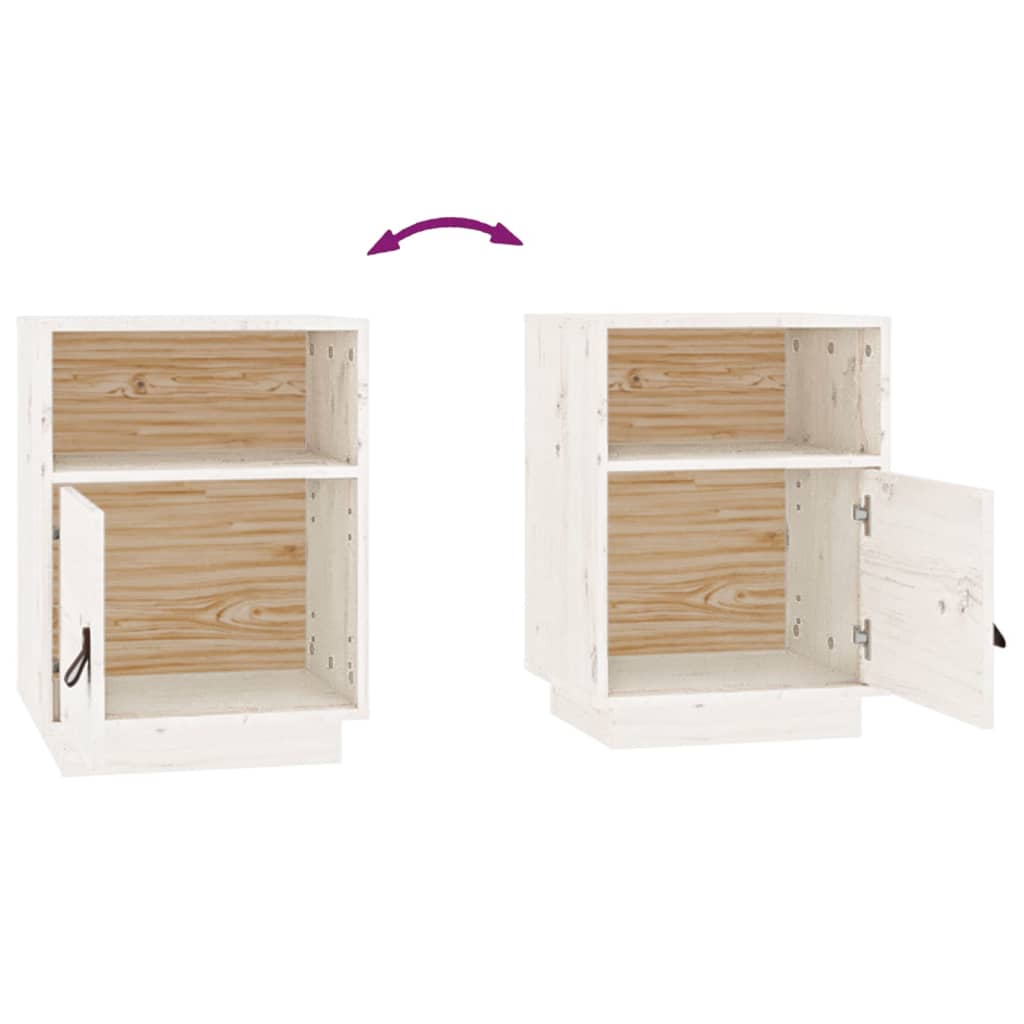 Nachtkastjes 2 St 40X34X55 Cm Massief Grenenhout Wit