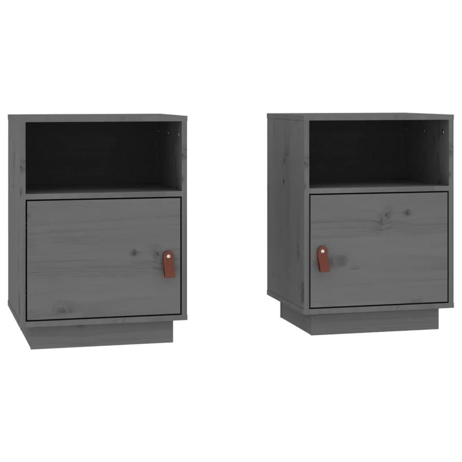 Nachtkastjes 2 St 40X34X55 Cm Massief Grenenhout Grijs