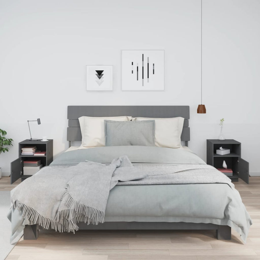 Nachtkastjes 2 St 40X34X55 Cm Massief Grenenhout Grijs