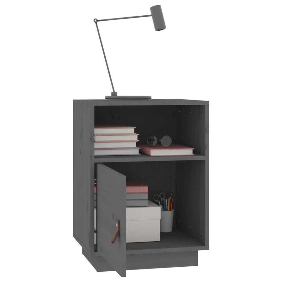 Nachtkastjes 2 St 40X34X55 Cm Massief Grenenhout Grijs