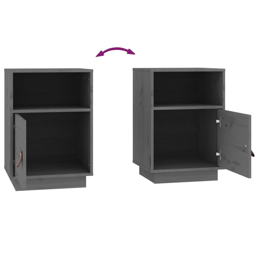 Nachtkastjes 2 St 40X34X55 Cm Massief Grenenhout Grijs
