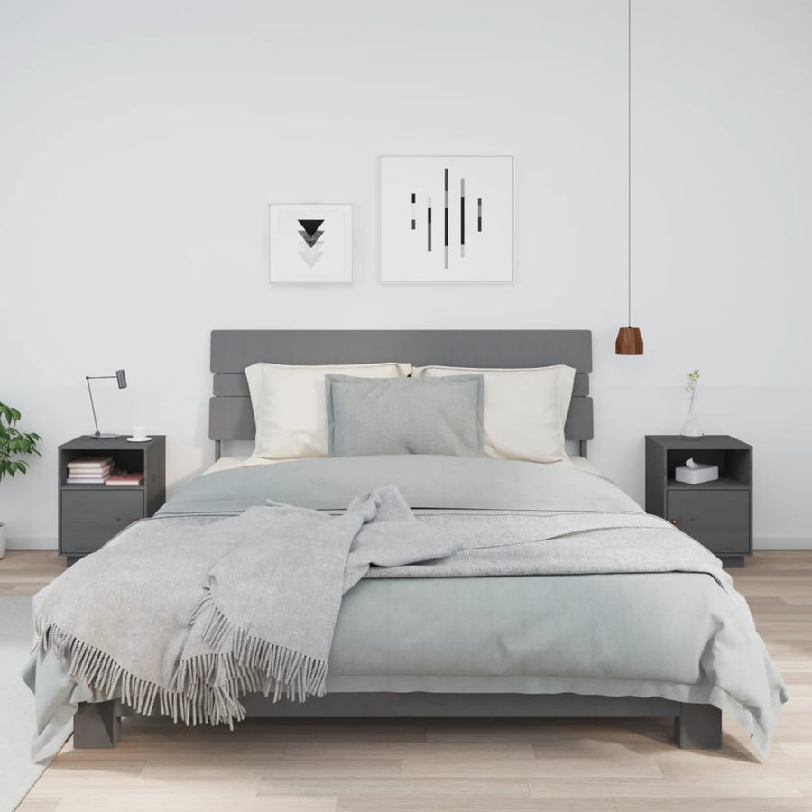 Nachtkastjes 2 St 40X34X55 Cm Massief Grenenhout Grijs