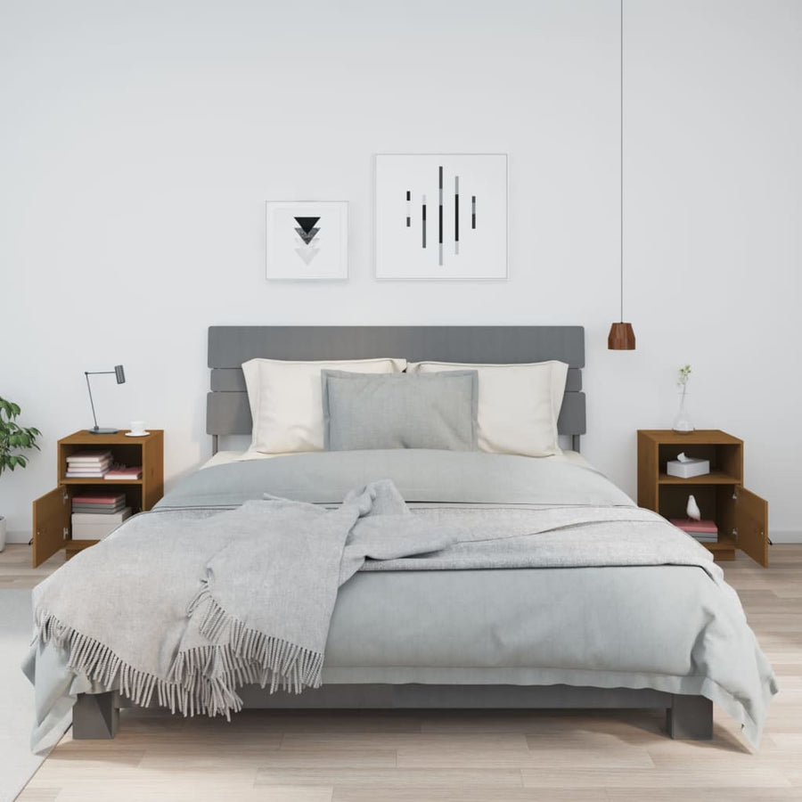 Nachtkastjes 2 St 40X34X55 Cm Massief Grenenhout Honingbruin