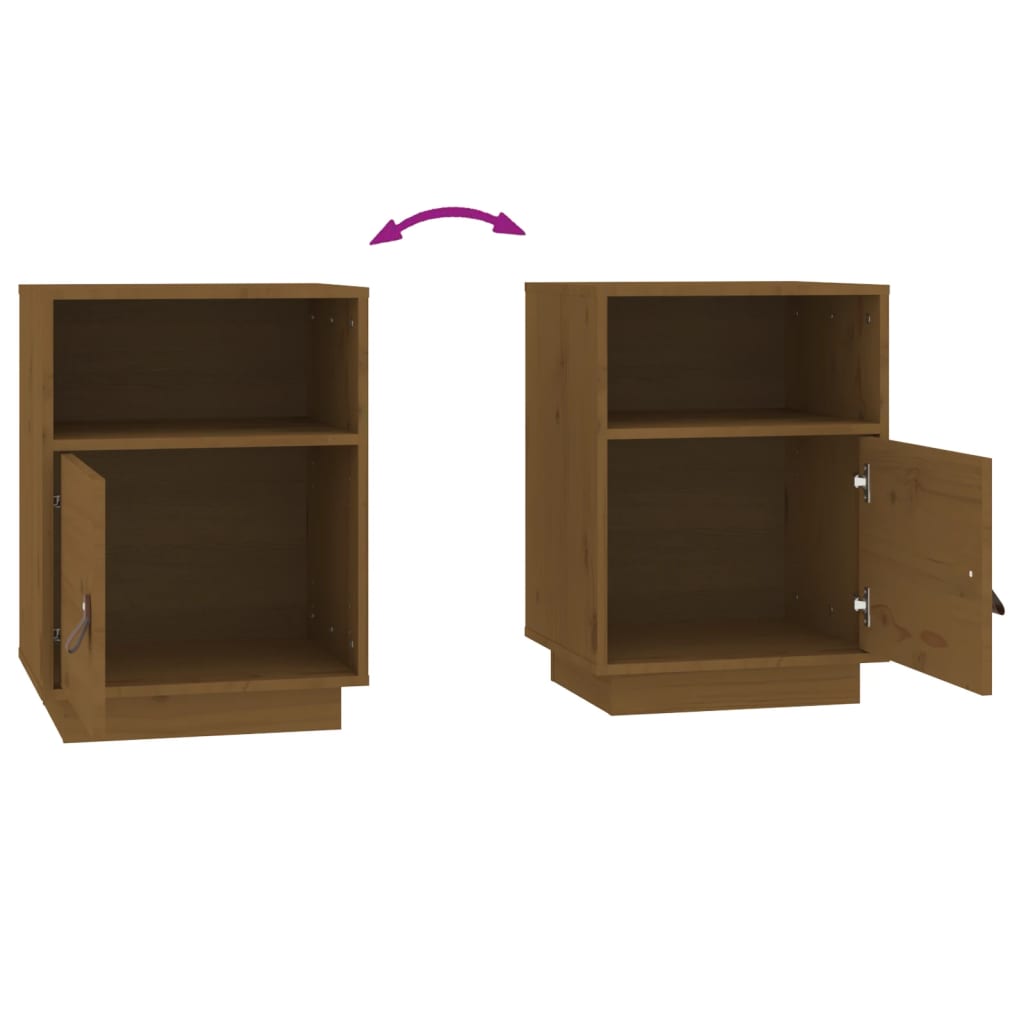Nachtkastjes 2 St 40X34X55 Cm Massief Grenenhout Honingbruin