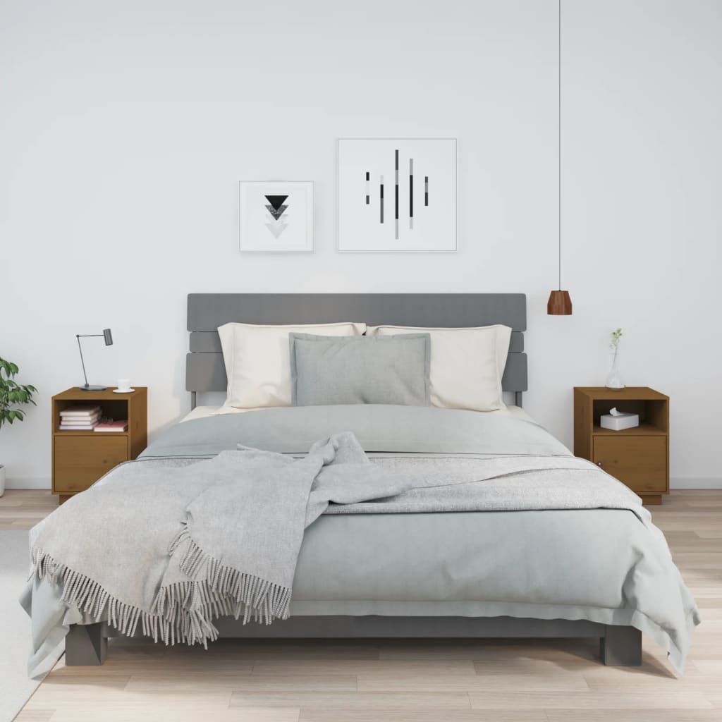 Nachtkastjes 2 St 40X34X55 Cm Massief Grenenhout Honingbruin