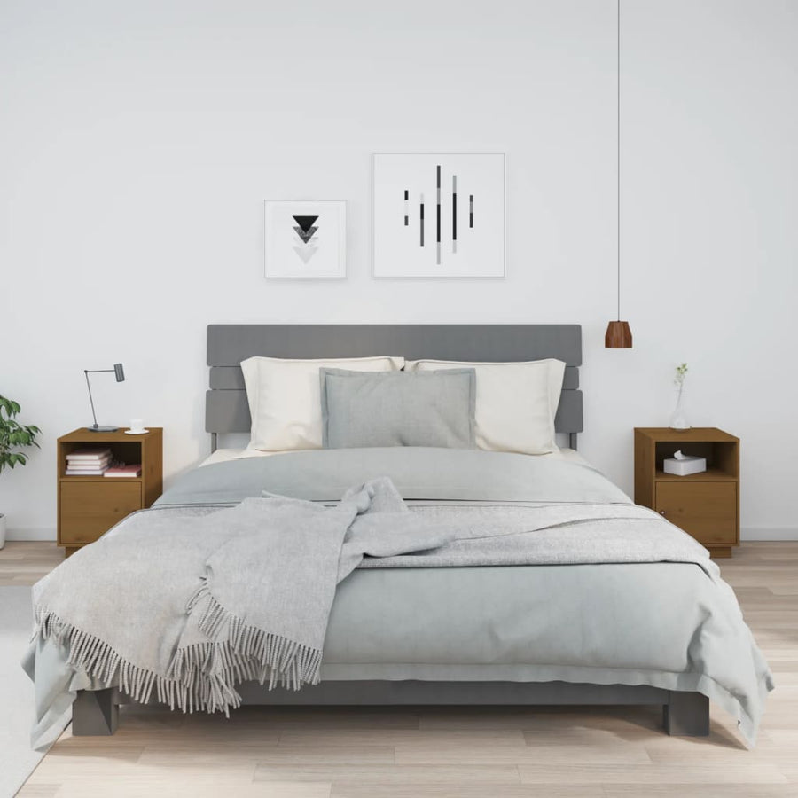 Nachtkastjes 2 St 40X34X55 Cm Massief Grenenhout Honingbruin
