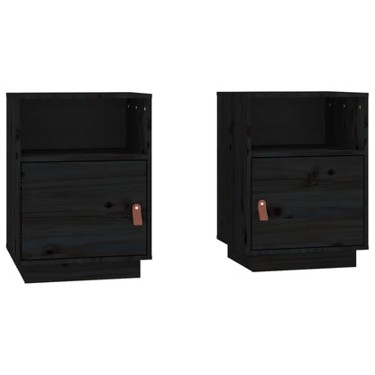 Nachtkastjes 2 St 40X34X55 Cm Massief Grenenhout Zwart
