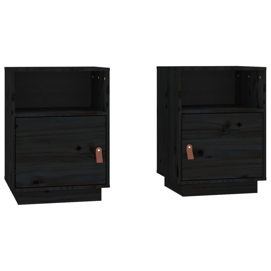 Nachtkastjes 2 St 40X34X55 Cm Massief Grenenhout Zwart