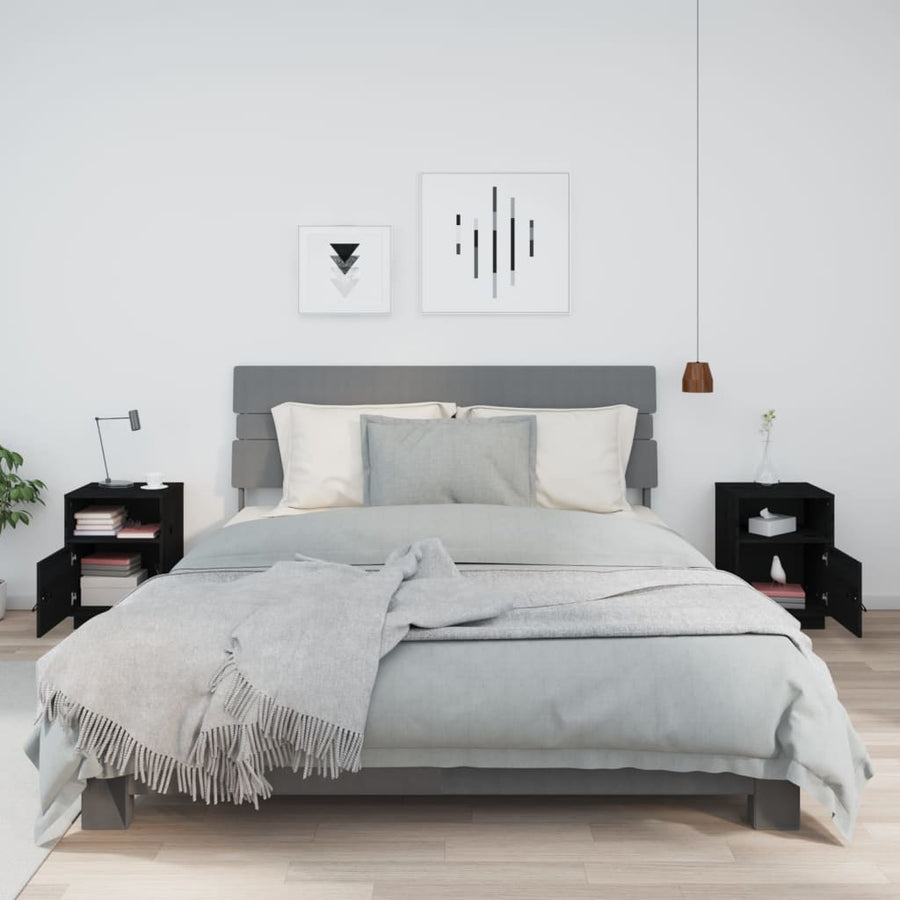 Nachtkastjes 2 St 40X34X55 Cm Massief Grenenhout Zwart