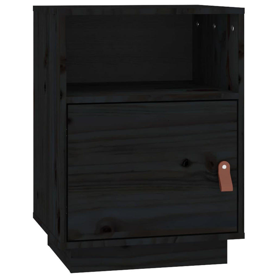 Nachtkastjes 2 St 40X34X55 Cm Massief Grenenhout Zwart